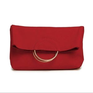 Able Red Fozi Foldover Clutch